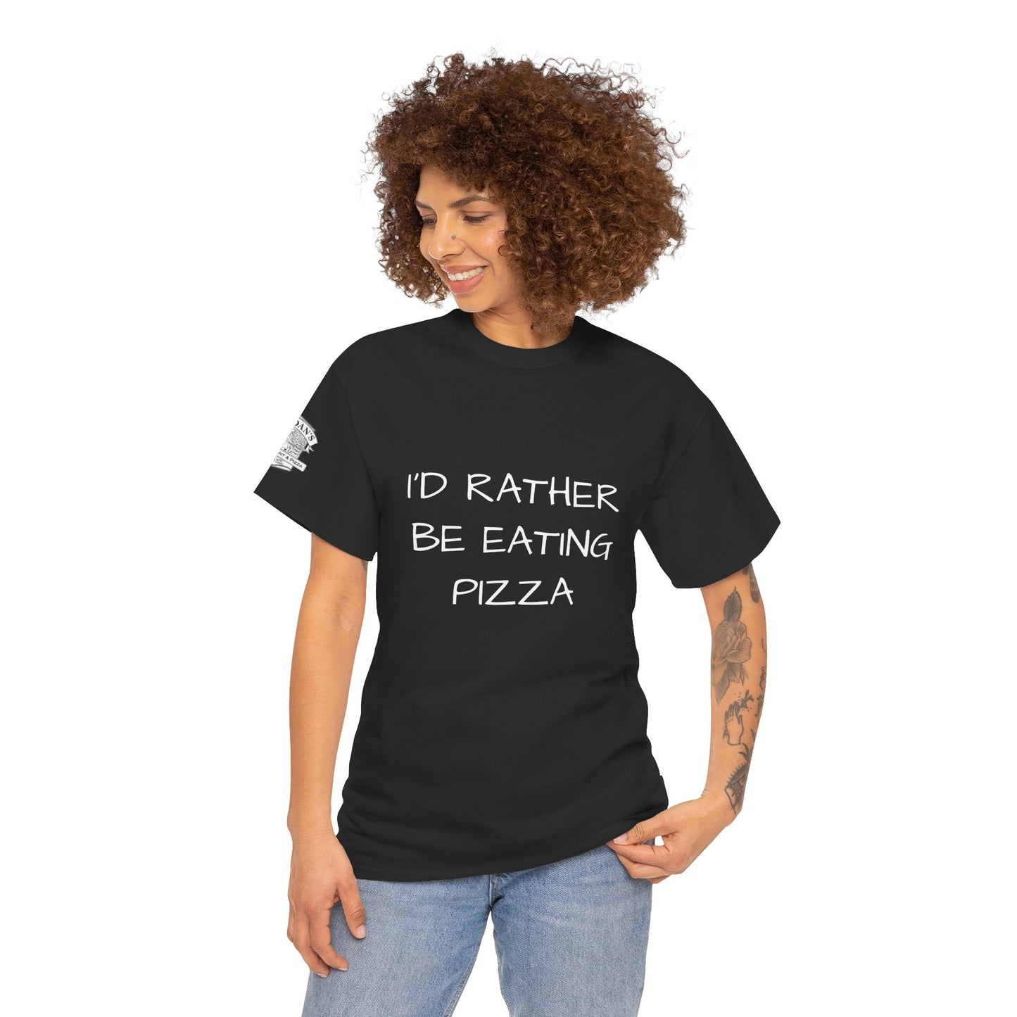 Adult Tee - "I'd Rather Be Eating Pizza" with Jordan's Pizza Logo